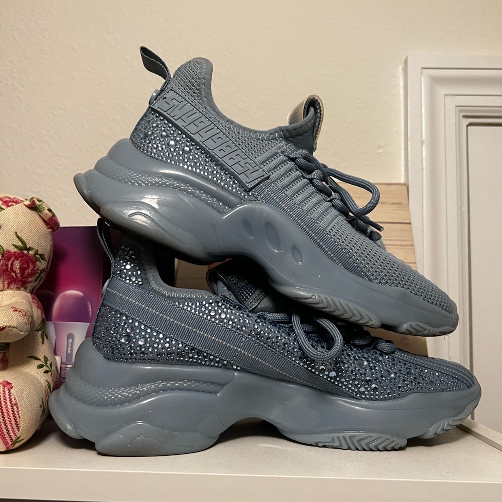 Baby blue rhinestone Steve Madden sneakers